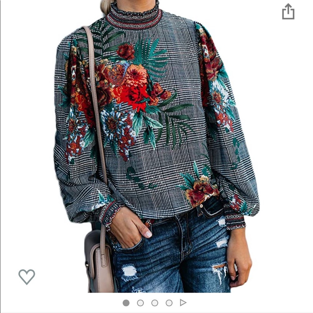 Long Sleeve Chiffon Blouse Loose Cuffed Sleeve